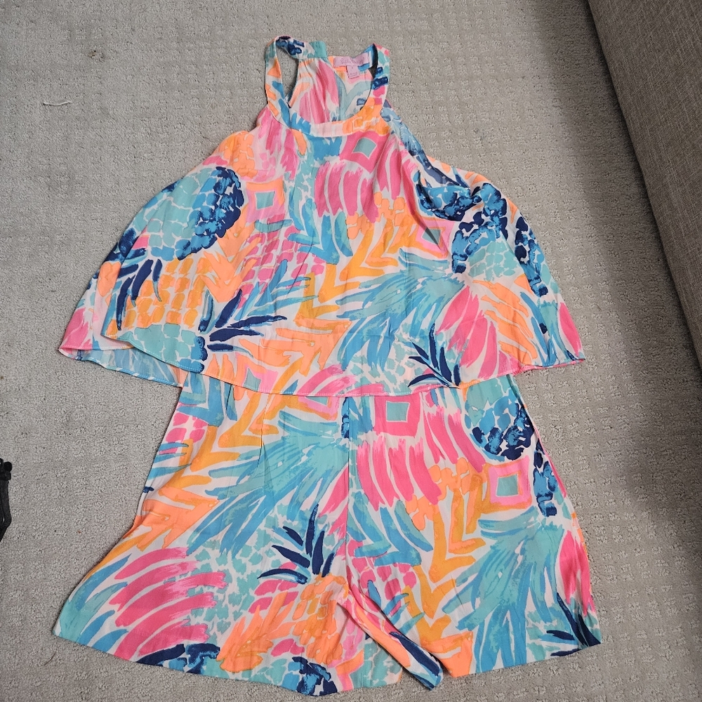 COPY - Lilly Pulitzer Edona Romper Goombay Smashed Print 0